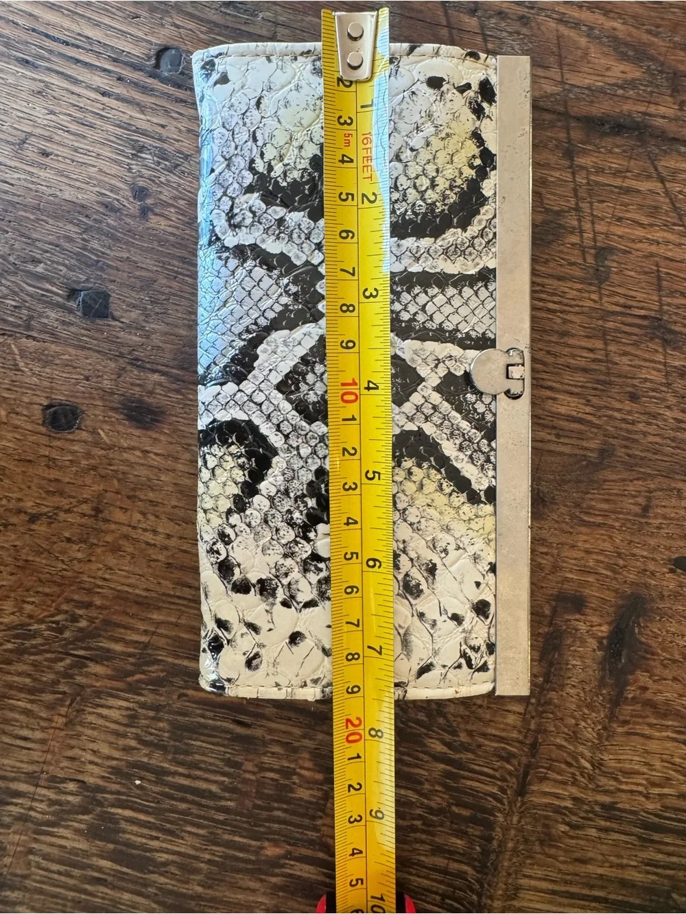 Bebe Snake-Print Reptile-Themed Wallet Clutch - White/Black